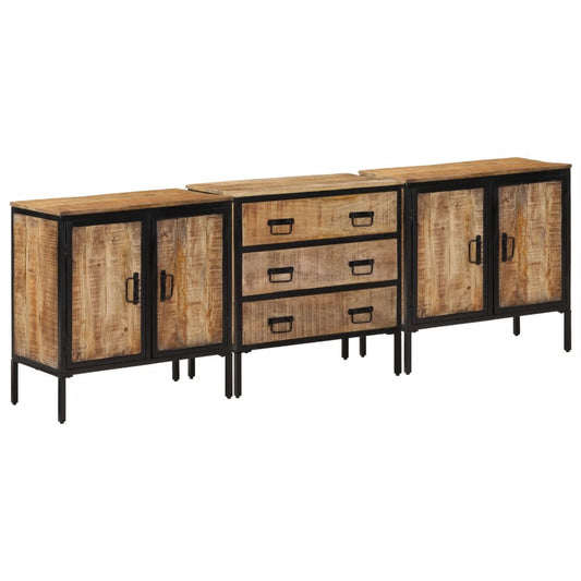 vidaXL Sideboards 3 pcs 70x35x70 cm Solid Rough Wood Mango