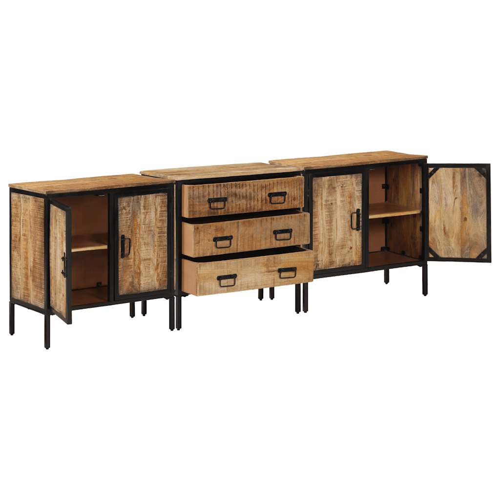 vidaXL Sideboards 3 pcs 70x35x70 cm Solid Rough Wood Mango