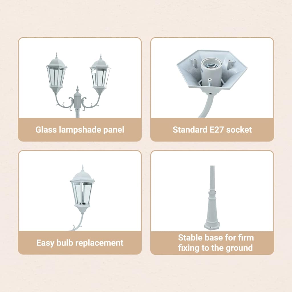 Garden Light White 68 x 20 x 235 cm Aluminium and Glass