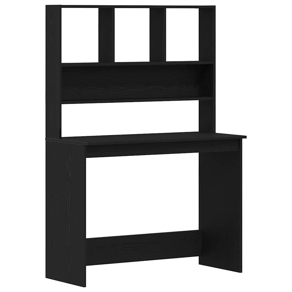 Desk with Shelves Black Oak 102x45x148 cm Engineered Wood