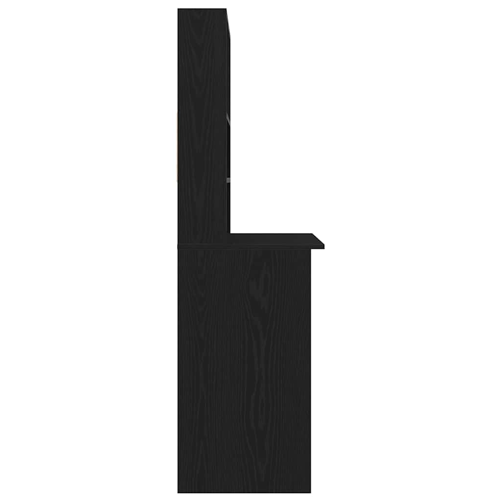 Desk with Shelves Black Oak 102x45x148 cm Engineered Wood
