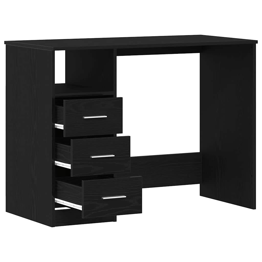 Desk with Drawers Black Oak 102x50x76 cm Engineered Wood