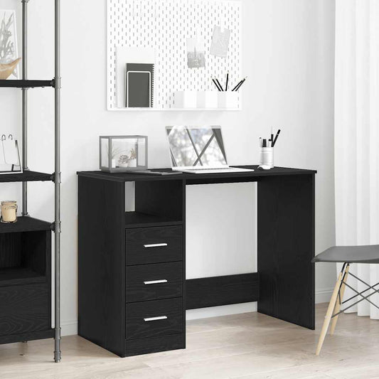 Desk with Drawers Black Oak 102x50x76 cm Engineered Wood