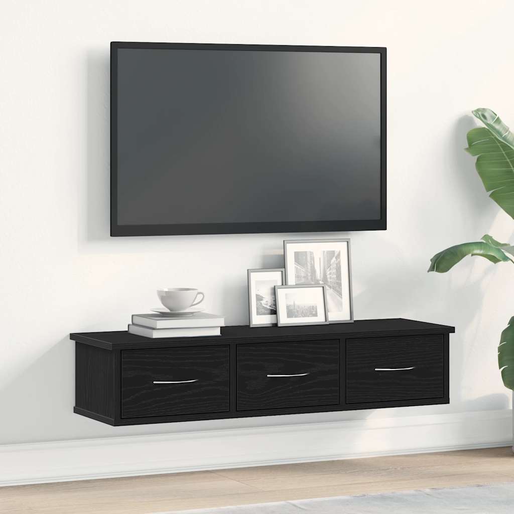 Wall Cabinet Black Oak 88x26x18,5 cm Engineered Wood