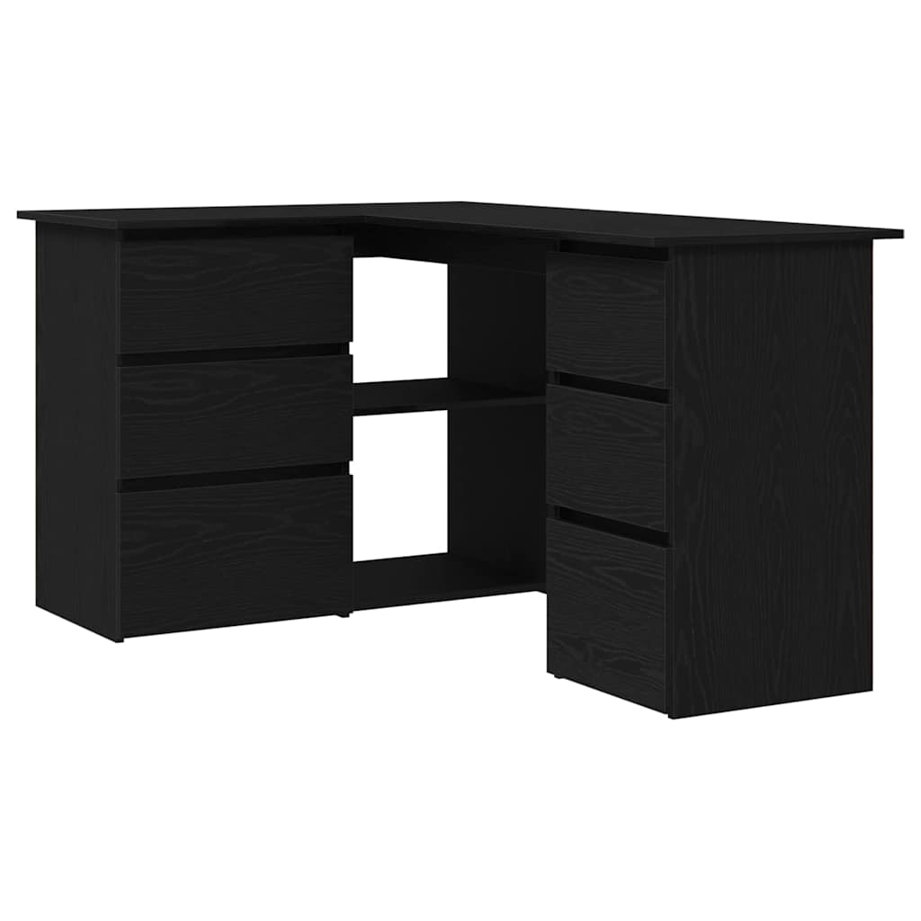 Desk with Drawer Black Oak 145 x 100 x 76 cm Engineered Wood