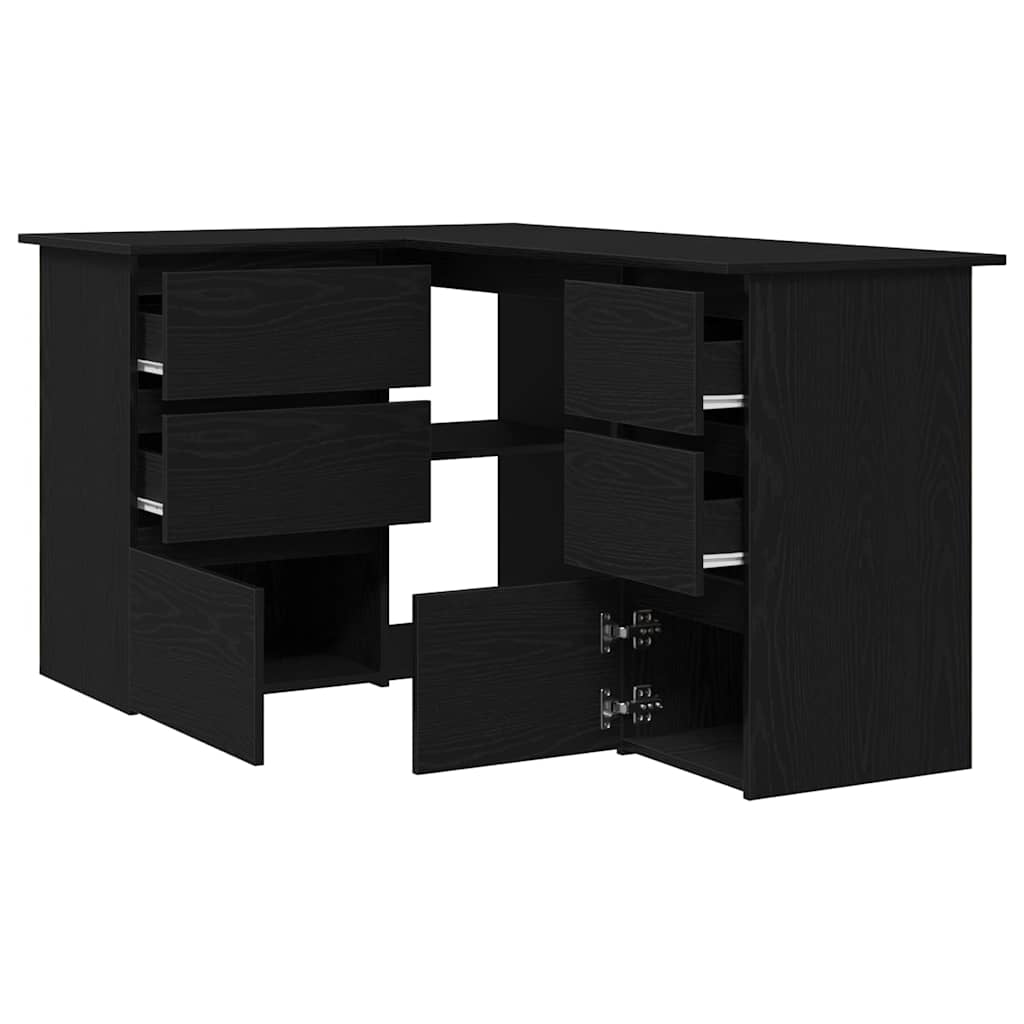 Desk with Drawer Black Oak 145 x 100 x 76 cm Engineered Wood