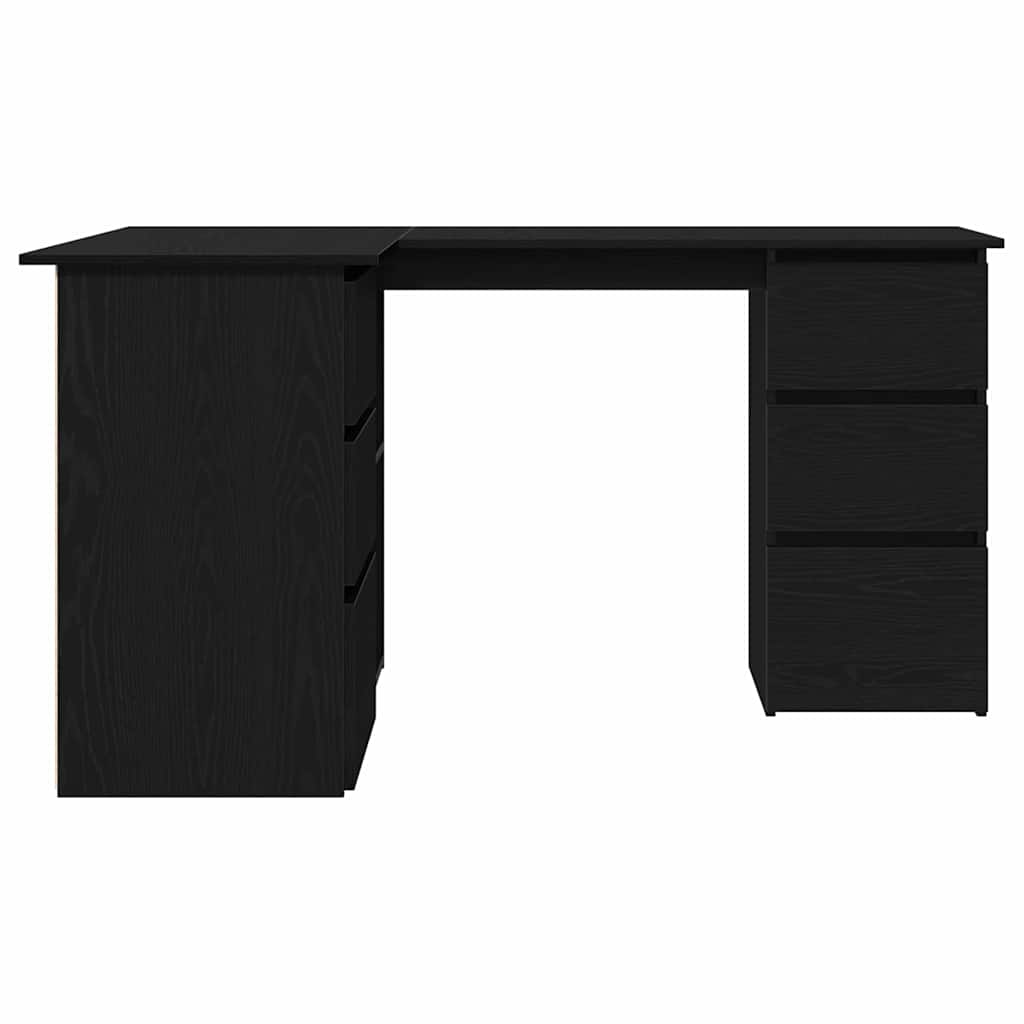 Desk with Drawer Black Oak 145 x 100 x 76 cm Engineered Wood