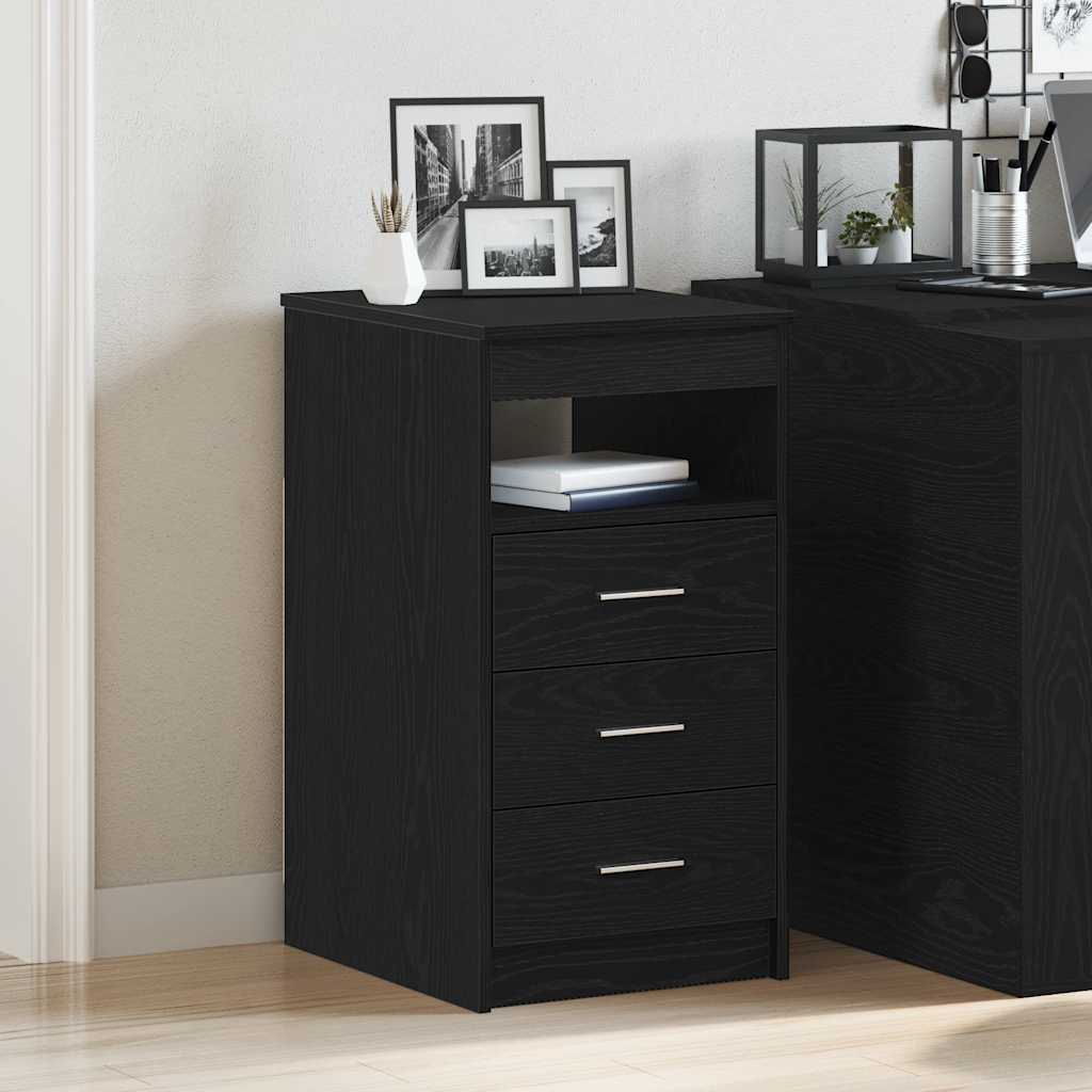 Drawer Cabinet Black Oak 40x50x76 cm Engineered Wood