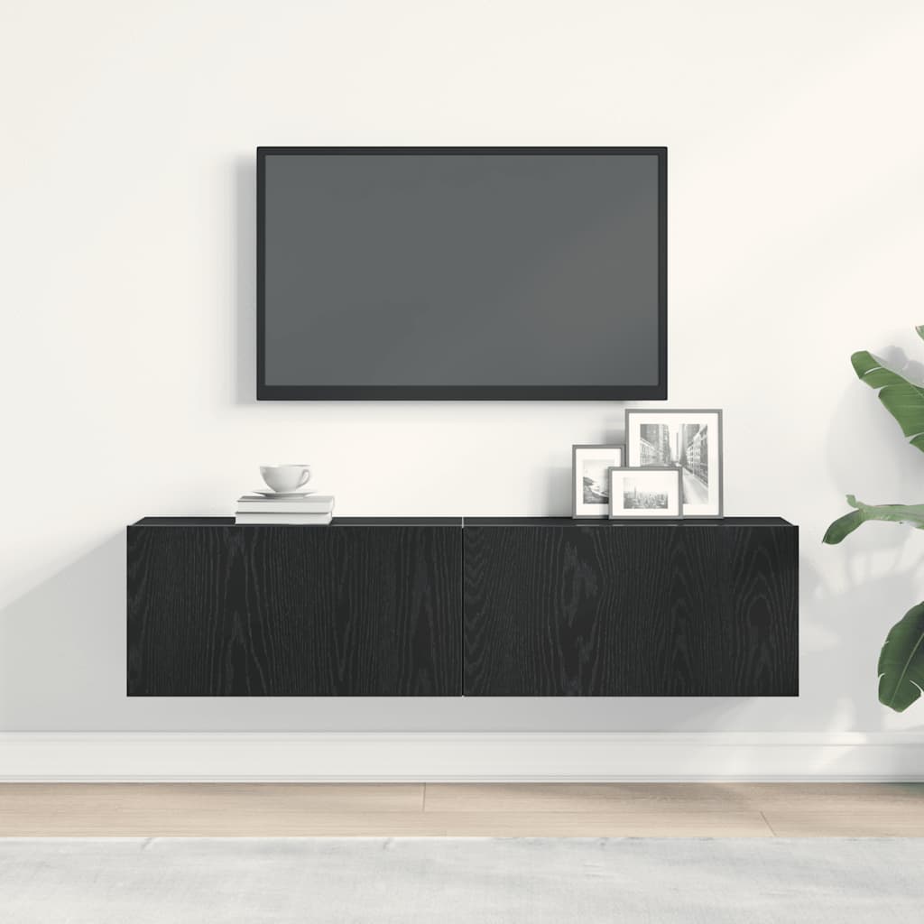 TV Cabinet Black Oak 120x30x30,5 cm Engineered Wood