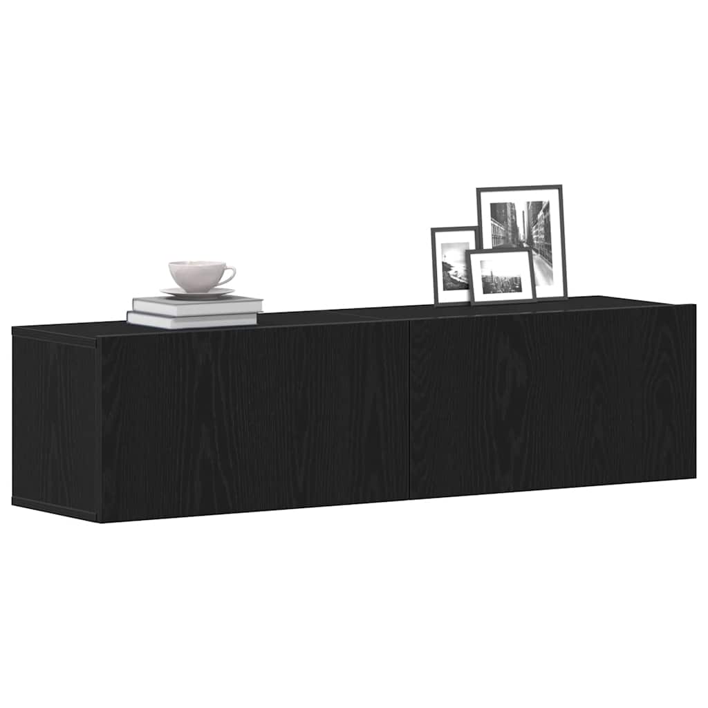 TV Cabinet Black Oak 120x30x30,5 cm Engineered Wood
