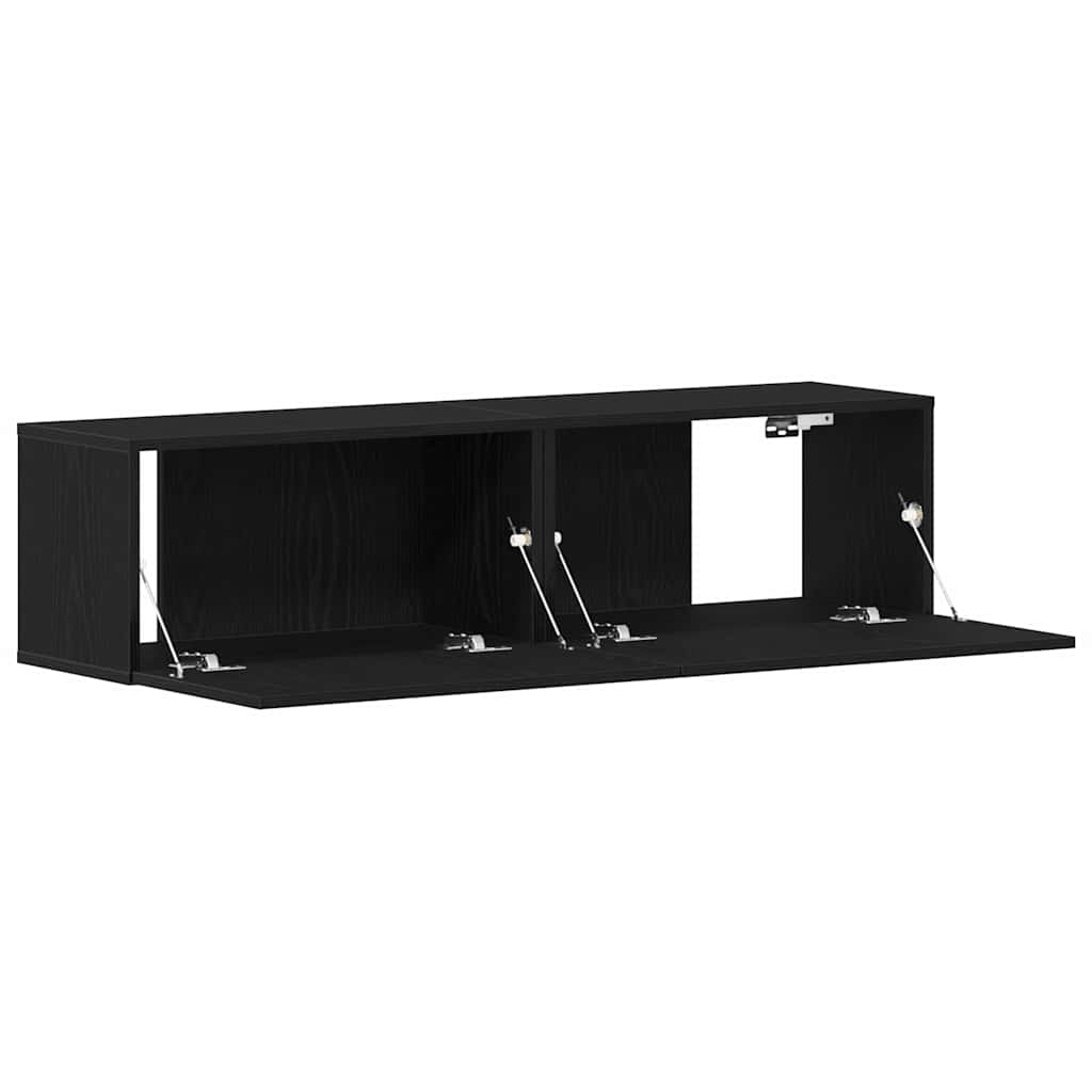 TV Cabinet Black Oak 120x30x30,5 cm Engineered Wood