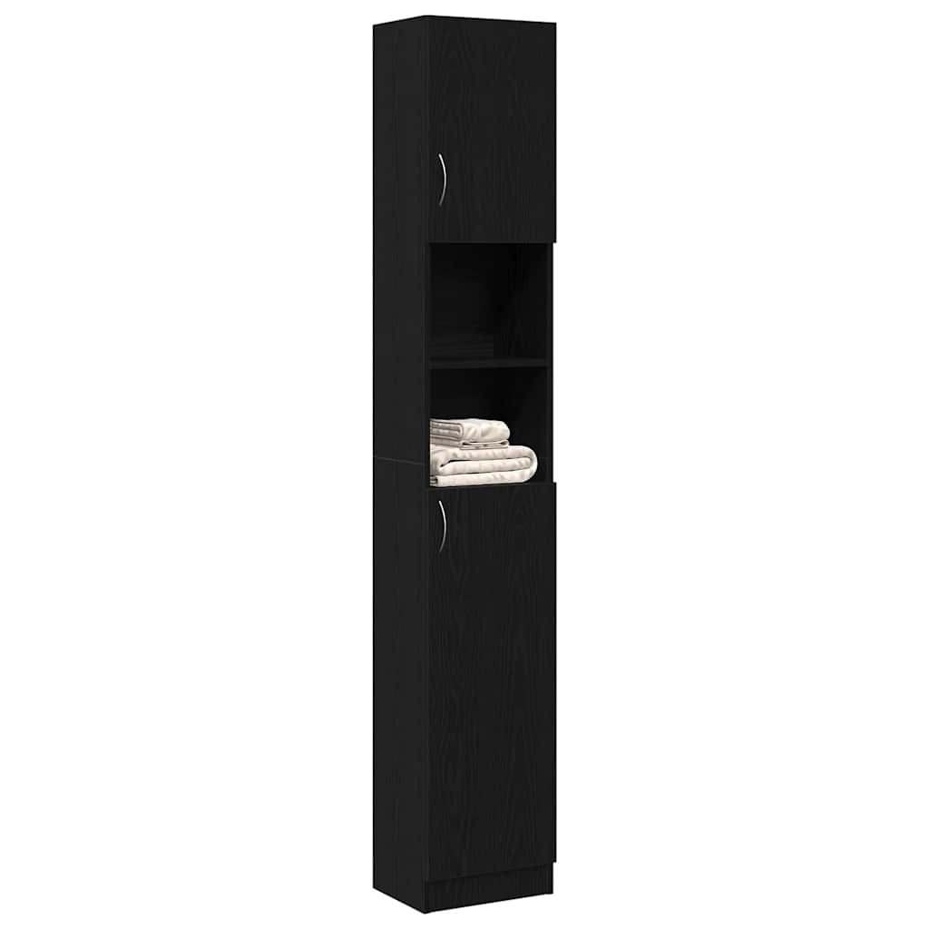vidaXL Bathroom Cabinet Black Oak 32x25.5x190 cm Engineered Wood