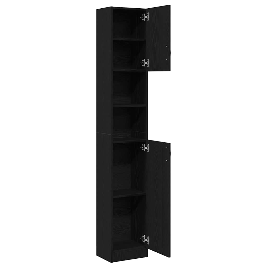 Bathroom Cabinet Black Oak 32x25,5x190 cm Engineered Wood