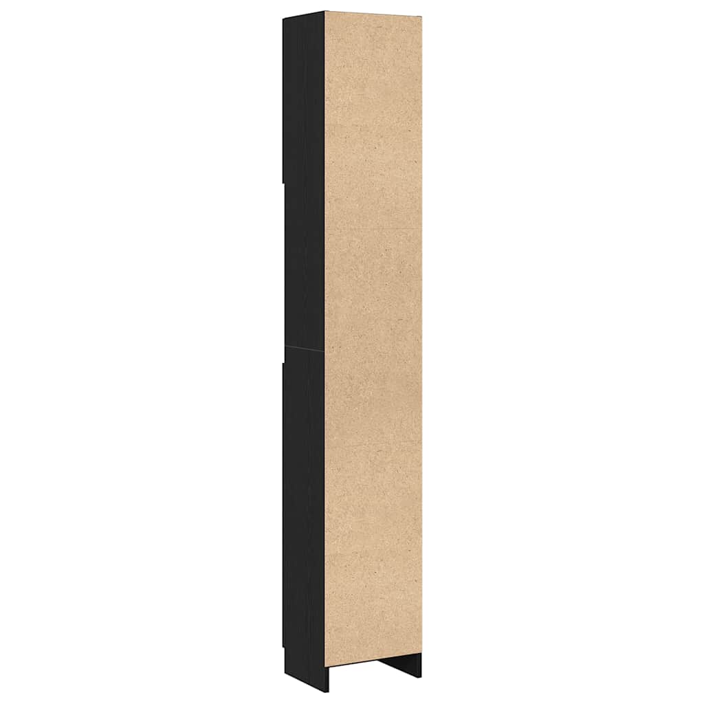 Bathroom Cabinet Black Oak 32x25,5x190 cm Engineered Wood
