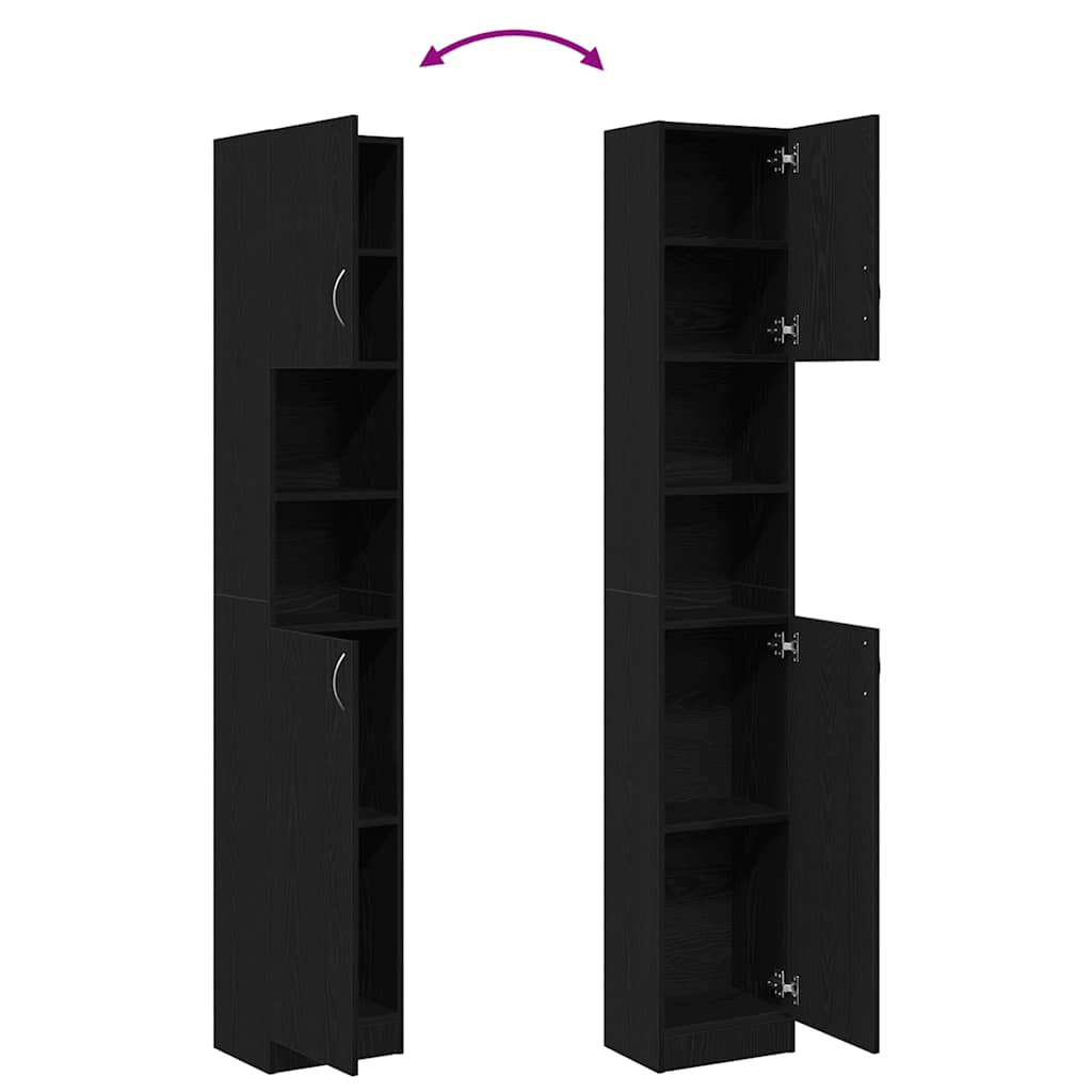 vidaXL Bathroom Cabinet Black Oak 32x25.5x190 cm Engineered Wood