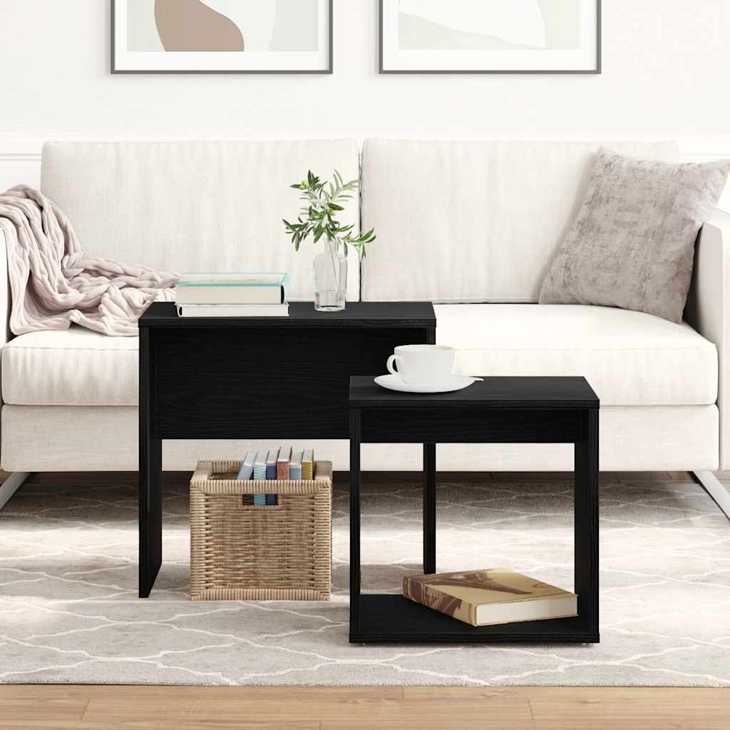 Coffee Tables 2 pcs Black Oak Engineered Wood