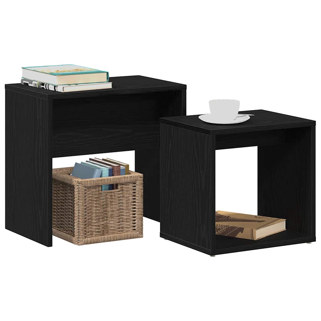 Coffee Tables 2 pcs Black Oak Engineered Wood