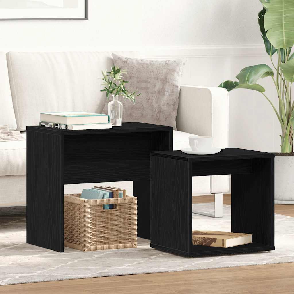 Coffee Tables 2 pcs Black Oak Engineered Wood