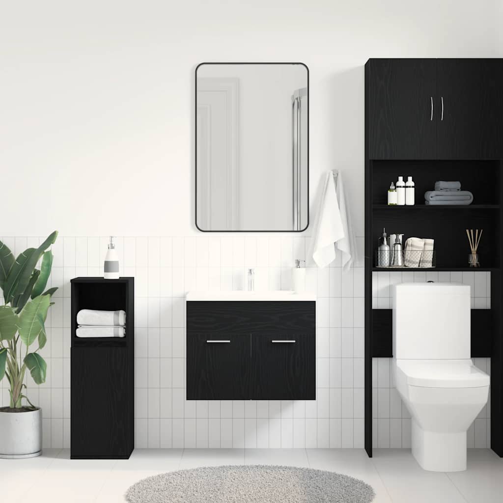 Bathroom Sink Cabinet Black Oak 60x38.5x46 cm Engineered Wood