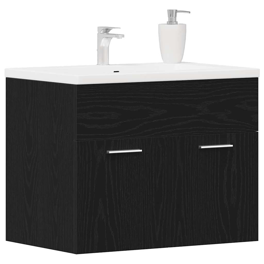 Bathroom Sink Cabinet Black Oak 60x38.5x46 cm Engineered Wood