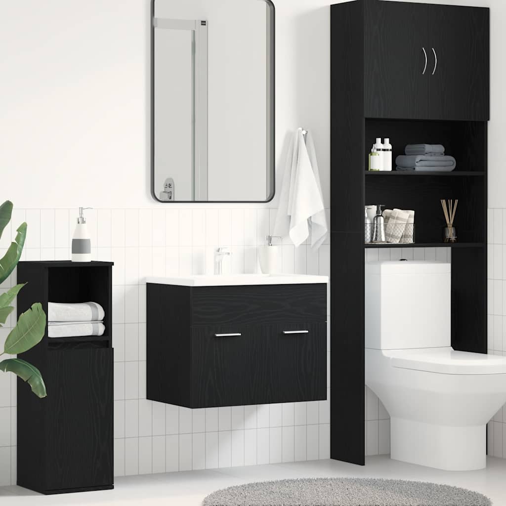 Bathroom Sink Cabinet Black Oak 60x38.5x46 cm Engineered Wood