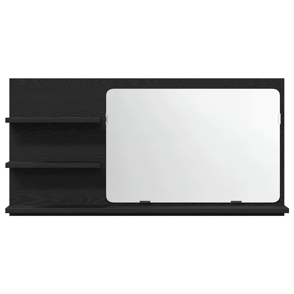 Bathroom Mirror Cabinet Black Oak 90x11x45 cm Engineered Wood
