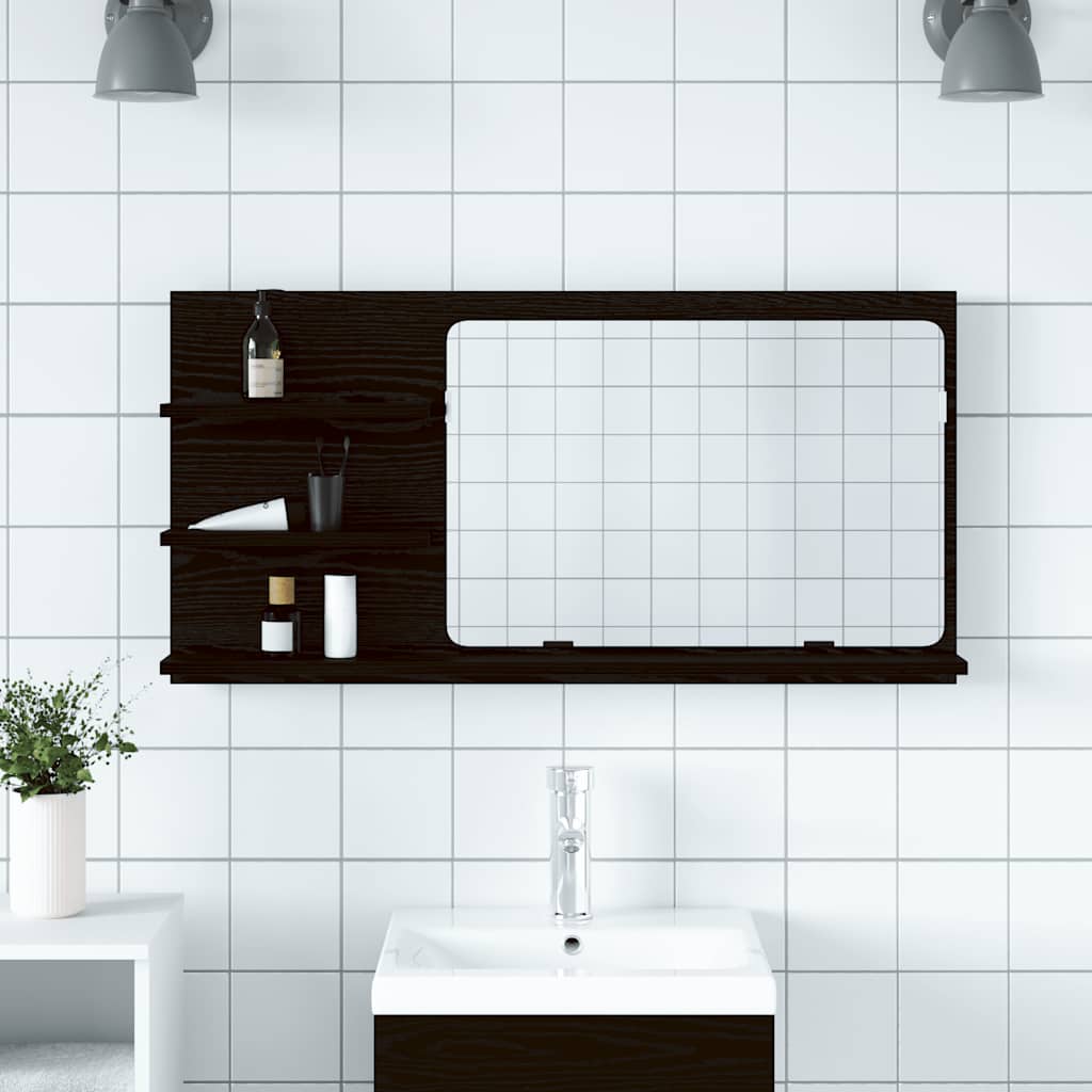 vidaXL Bathroom Mirror Cabinet Black Oak 90x11x45 cm Engineered Wood