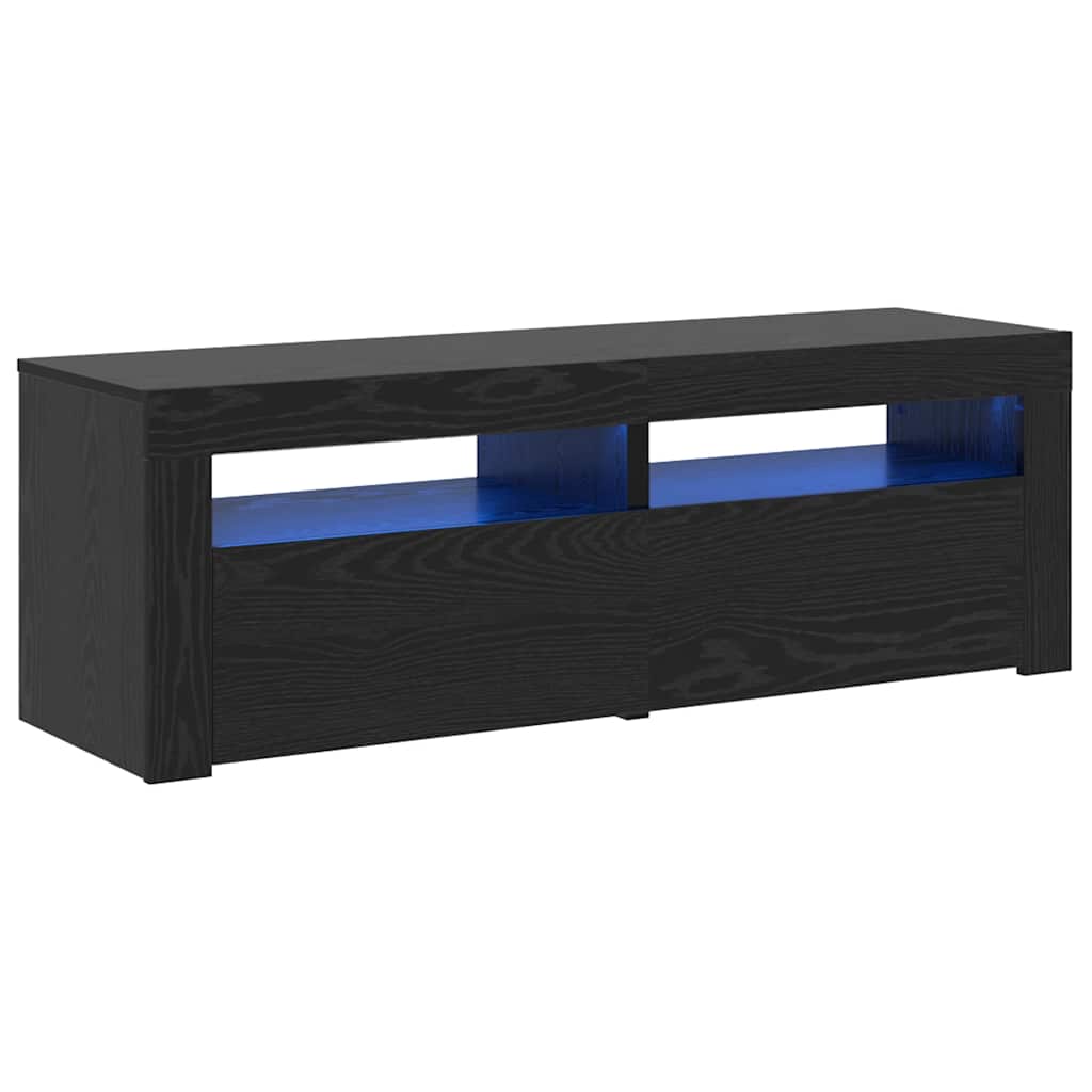 TV Cabinet with LED Lights Black Oak 120x35x40 cm