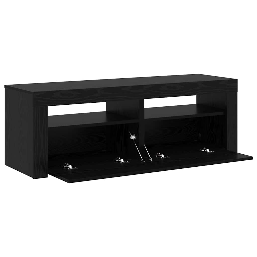 TV Cabinet with LED Lights Black Oak 120x35x40 cm
