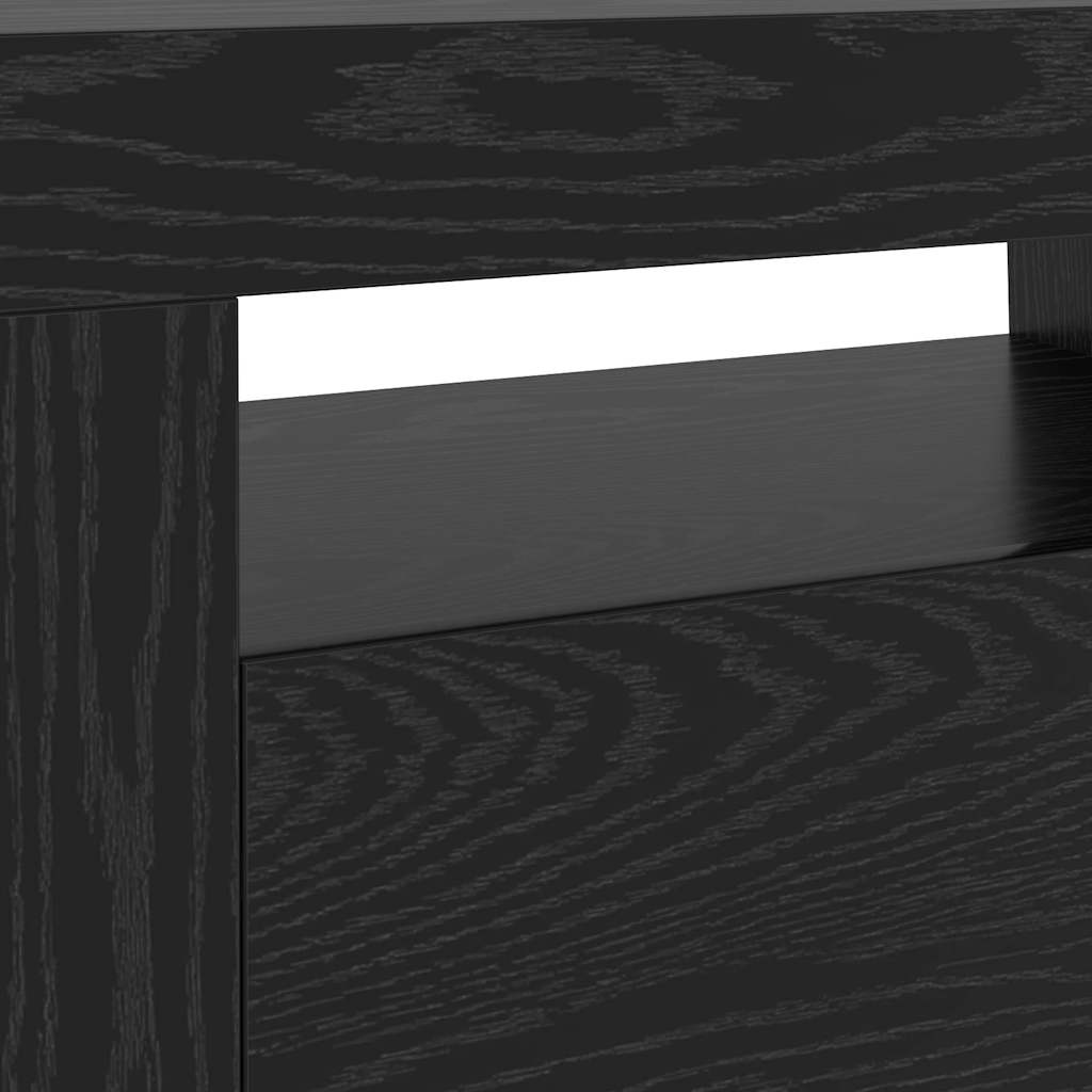TV Cabinet with LED Lights Black Oak 120x35x40 cm