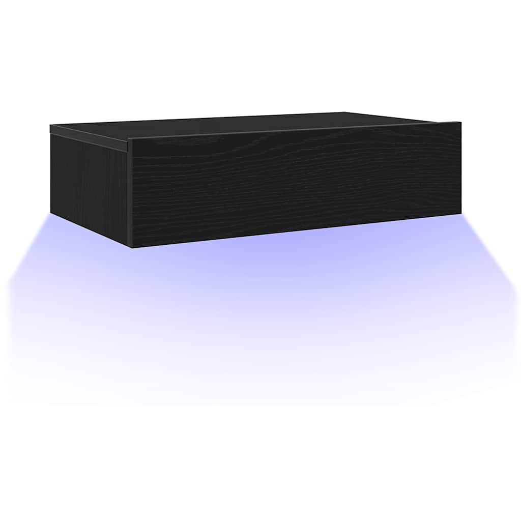 TV Cabinet with LED Lights Black Oak 60x35x15,5 cm
