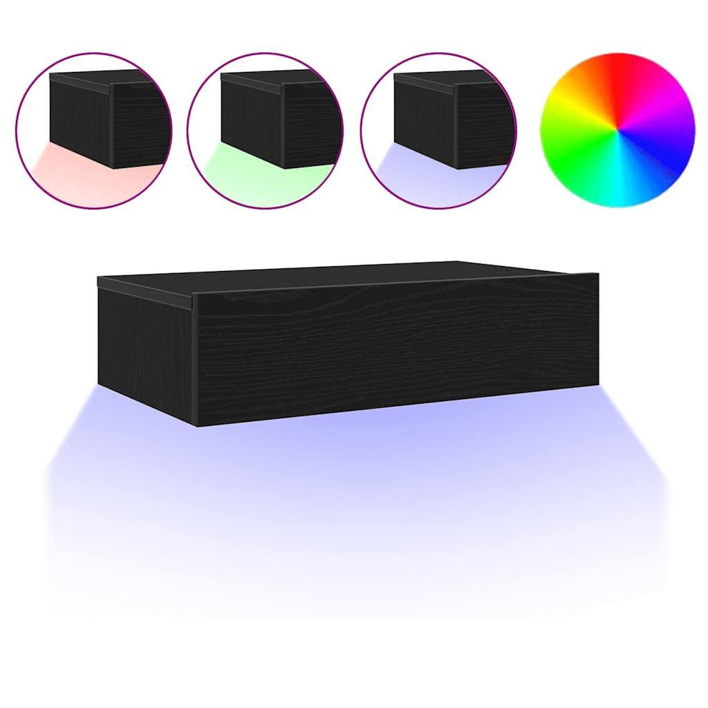 TV Cabinets with LED Lights 2 pcs Black Oak 60x35x15,5 cm