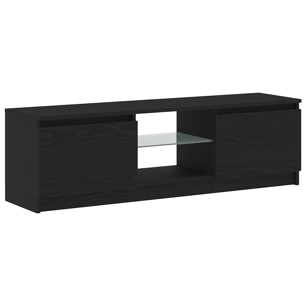 TV Cabinet with LED Lights Black Oak 120x30x36 cm Engineered Wood
