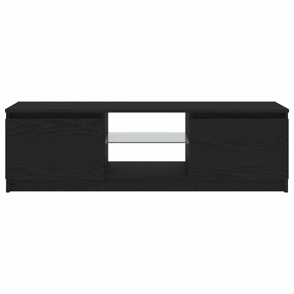 TV Cabinet with LED Lights Black Oak 120x30x36 cm Engineered Wood