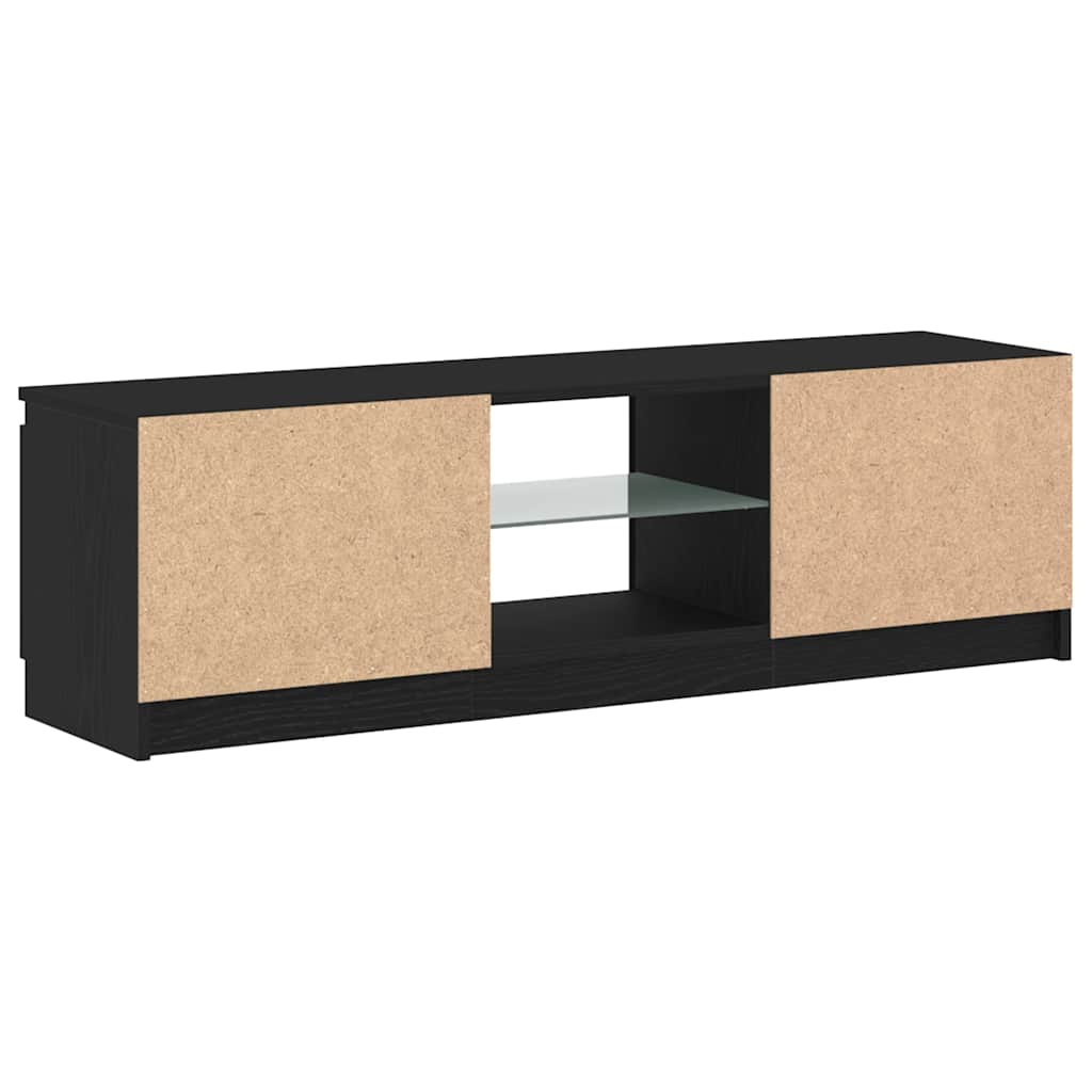 TV Cabinet with LED Lights Black Oak 120x30x36 cm Engineered Wood