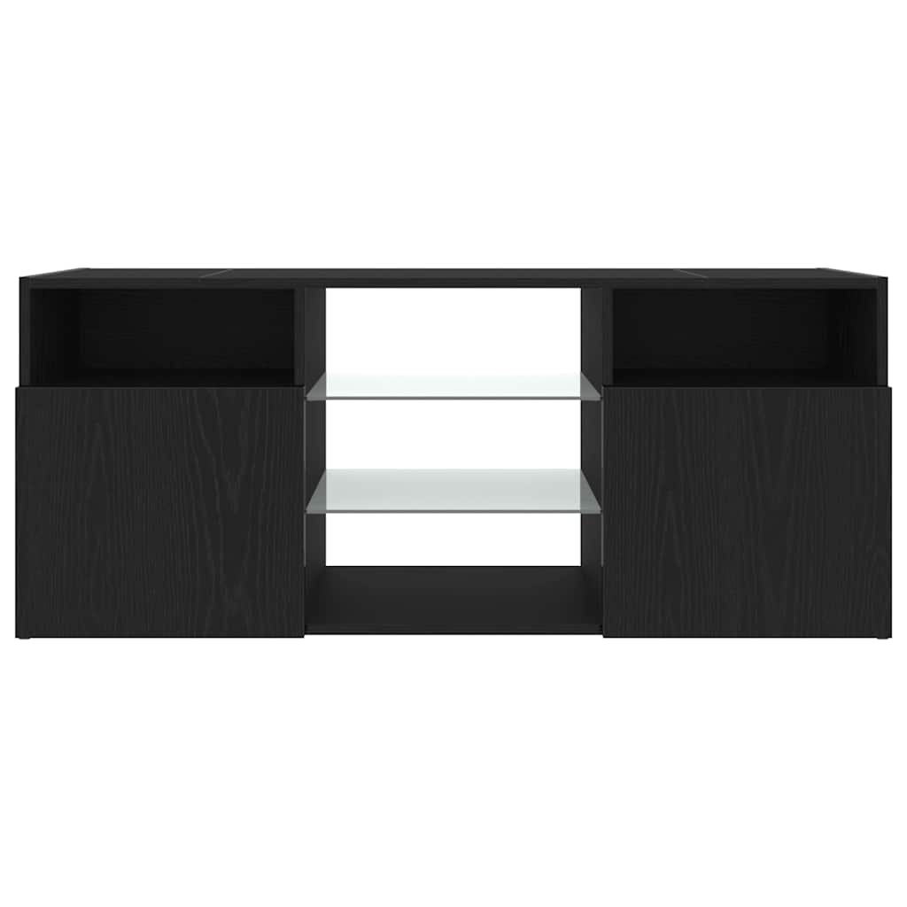 TV Cabinet with LED Lights Black Oak 120x30x50 cm Engineered Wood