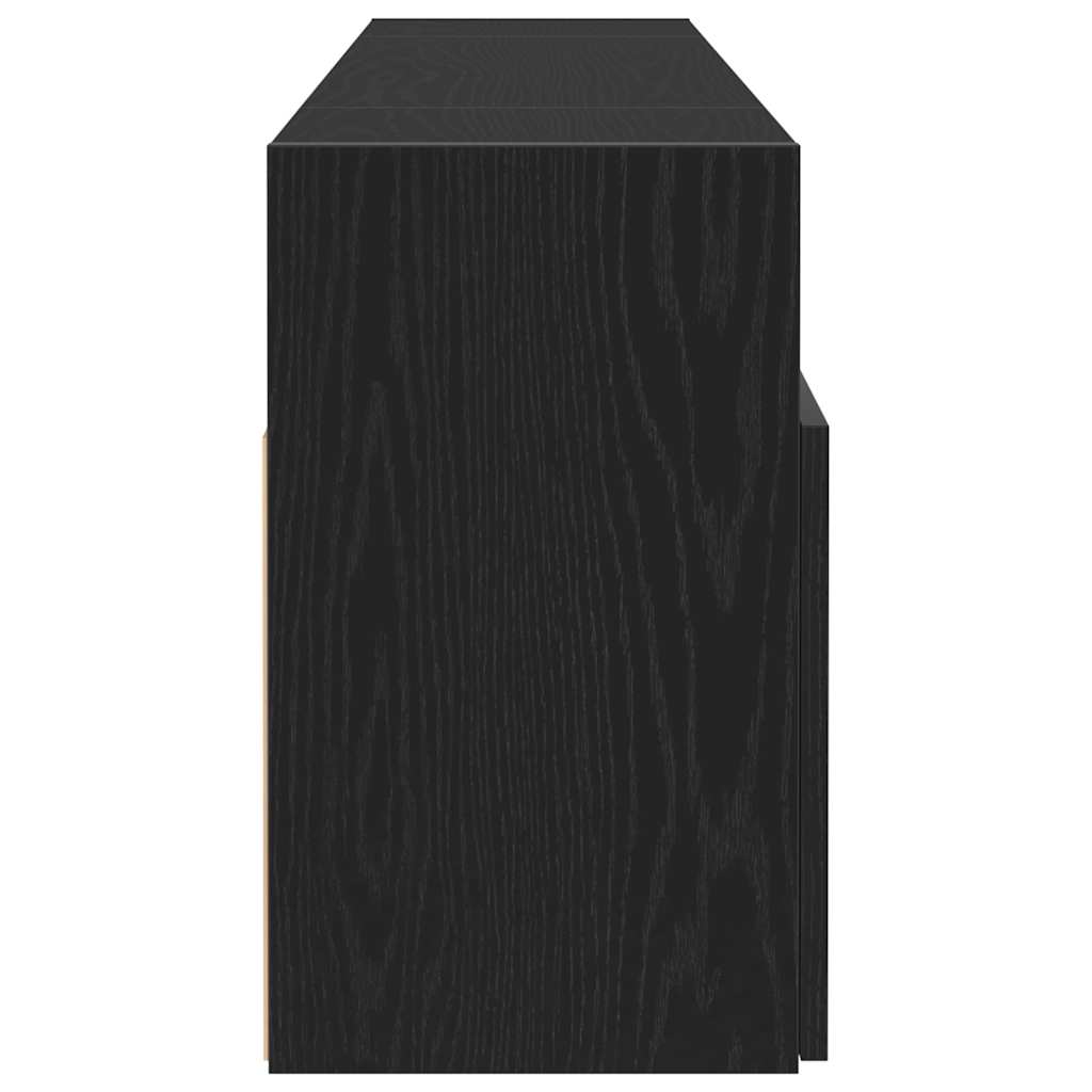 TV Cabinet with LED Lights Black Oak 120x30x50 cm Engineered Wood