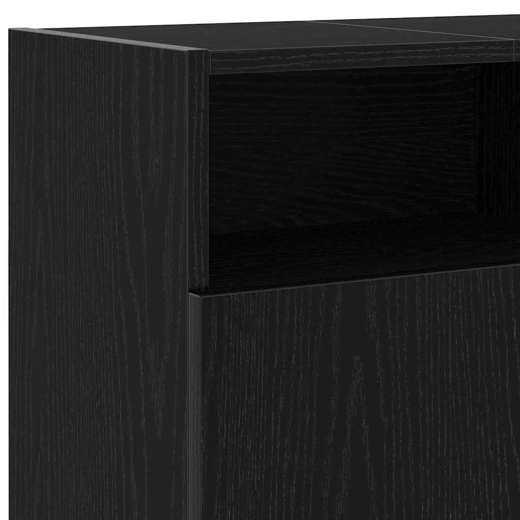 TV Cabinet with LED Lights Black Oak 120x30x50 cm Engineered Wood