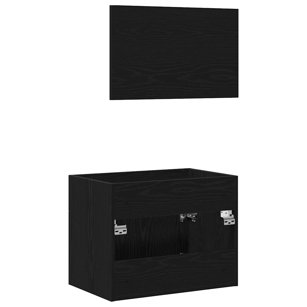 2 Piece Bathroom Furniture Set Black Oak Engineered Wood