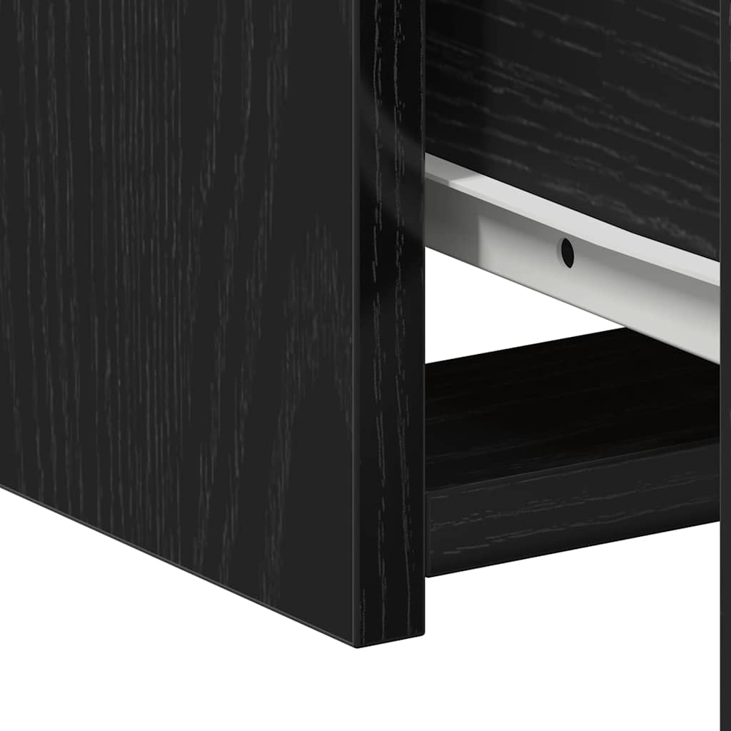 Nightstand with Drawer Black Oak 50 x 32 x 60cm Engineered Wood