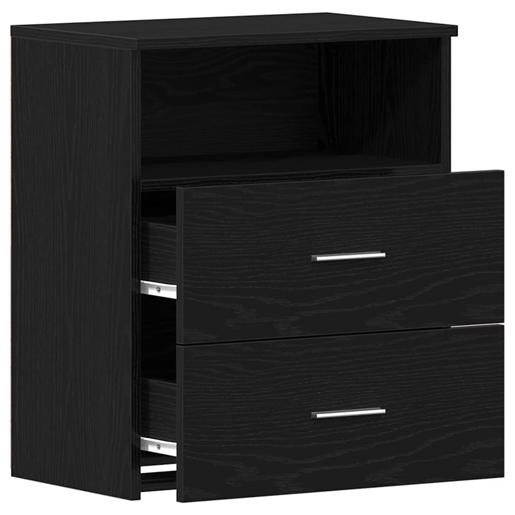 Nightstand 2 pcs Black Oak 50 x 32 x 60cm Engineered Wood