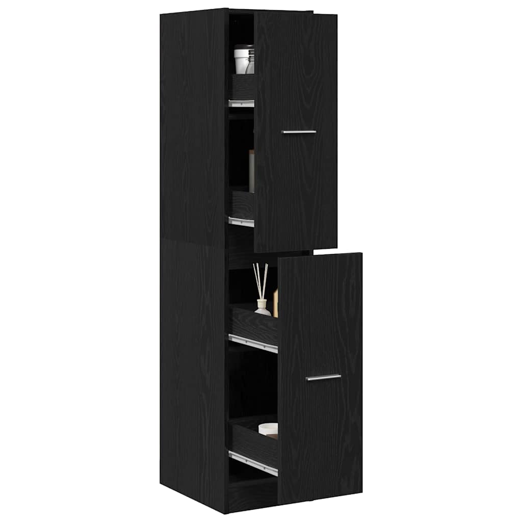 Apothecary Cabinet Black Oak 30x41x144,5 cm Engineered Wood