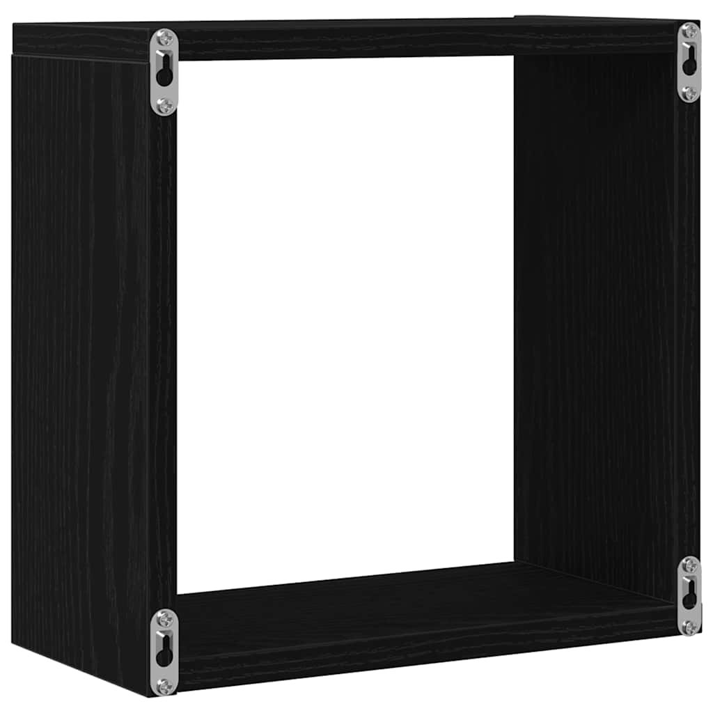 Wall Cube Shelves 2 pcs Black Oak 30x15x30 cm Engineered Wood