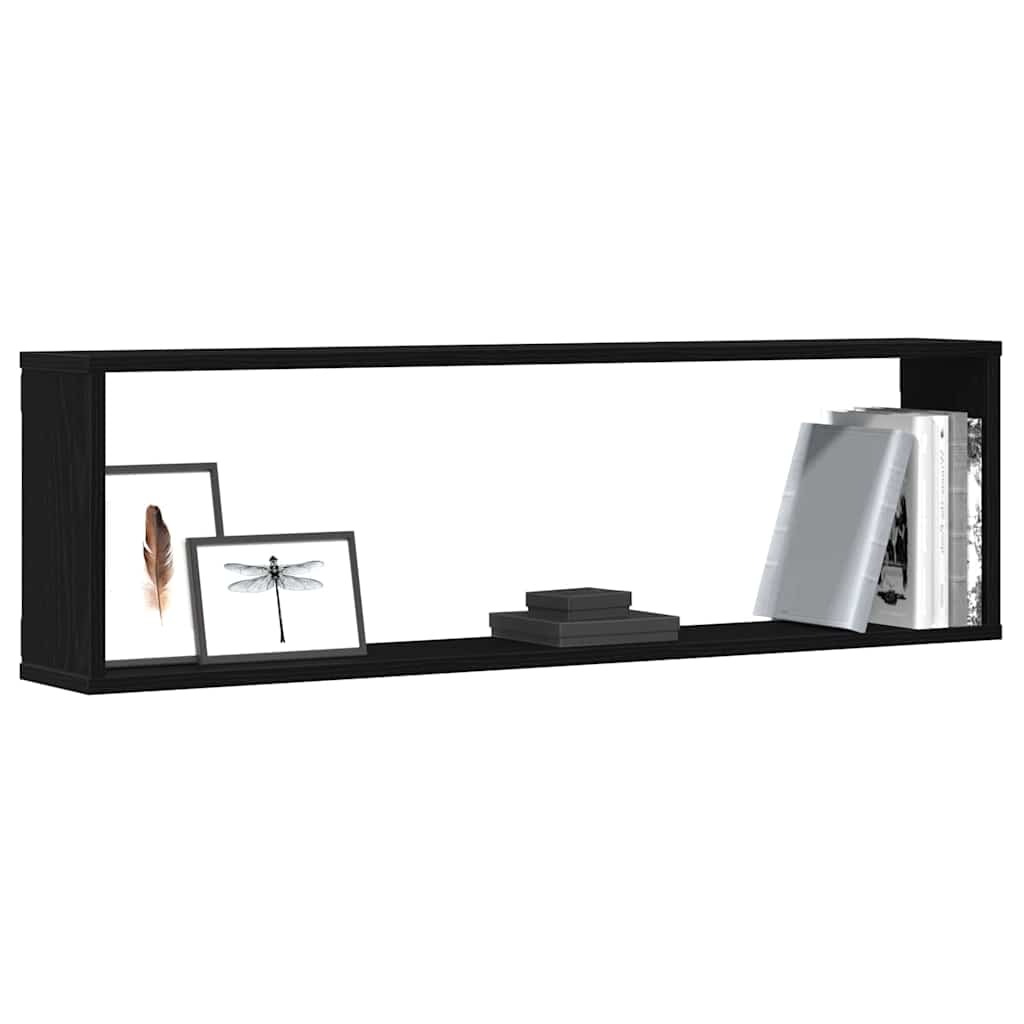 Wall Cube Shelves 4 pcs Black Oak 100x15x30 cm Engineered Wood