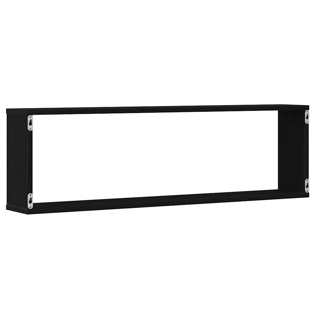 Wall Cube Shelves 4 pcs Black Oak 100x15x30 cm Engineered Wood