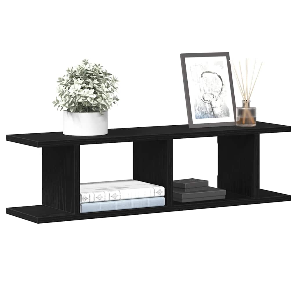 Wall Shelves 2 pcs Black Oak 75x18x20 cm Engineered Wood
