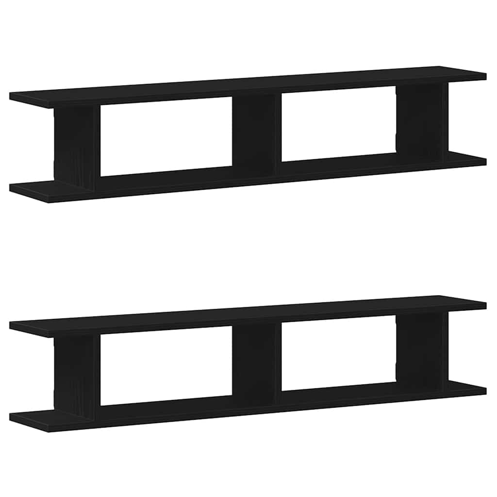 Wall Shelves 2 pcs Black Oak 105x18x20 cm Engineered Wood