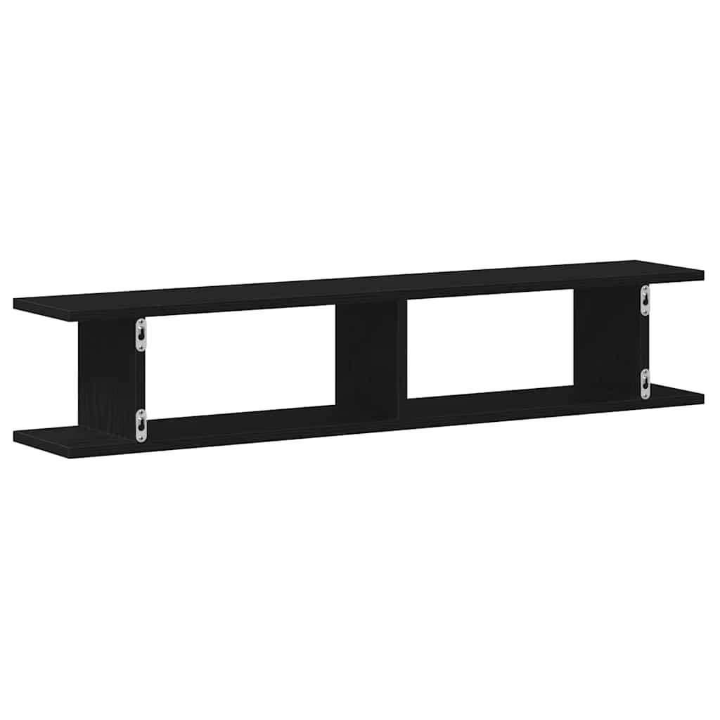 Wall Shelves 2 pcs Black Oak 105x18x20 cm Engineered Wood