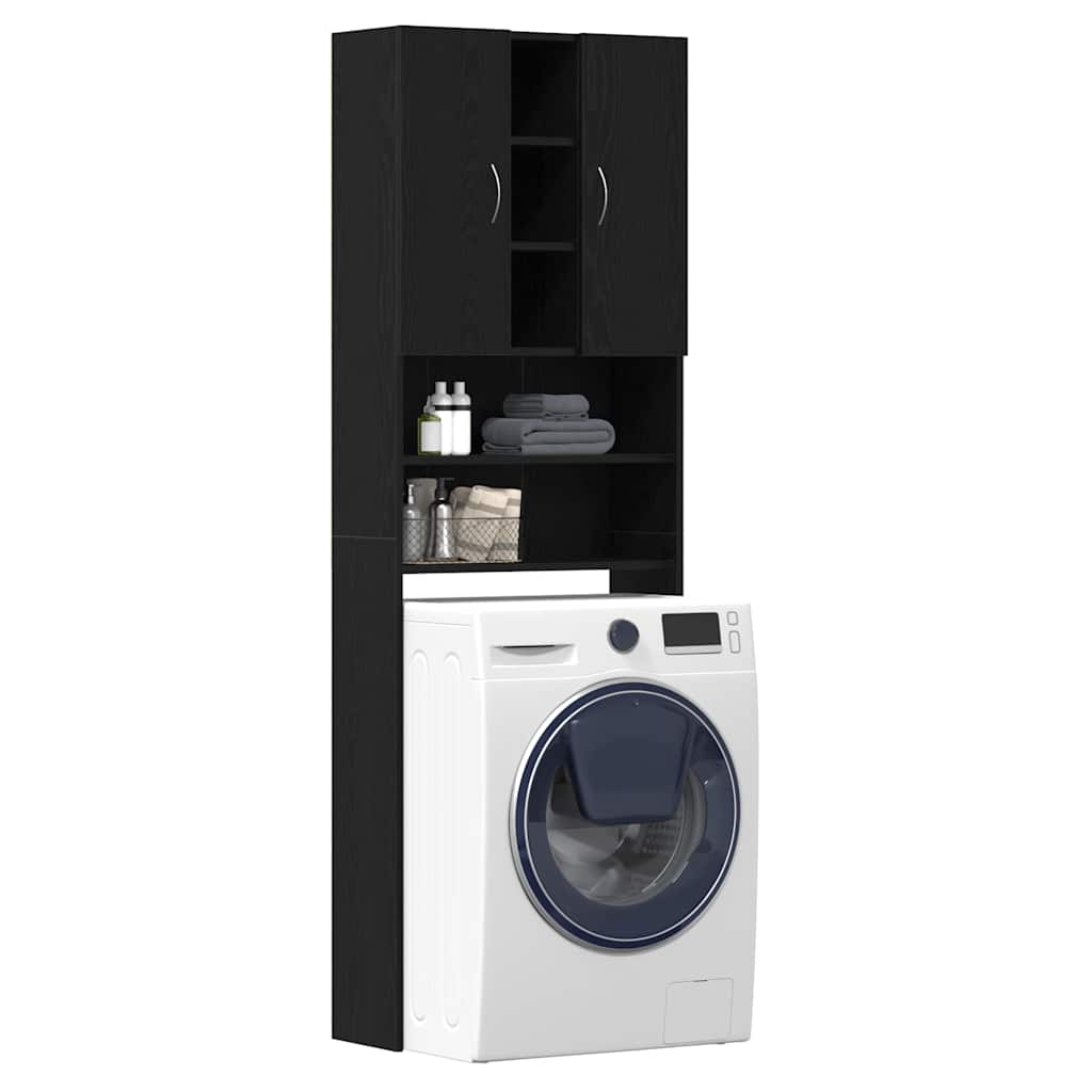 Washing Machine Cabinet Black Oak 64x25.5x190 cm