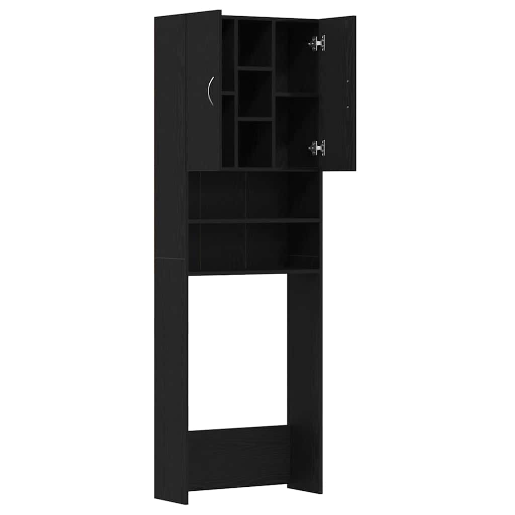 Washing Machine Cabinet Black Oak 64x25.5x190 cm